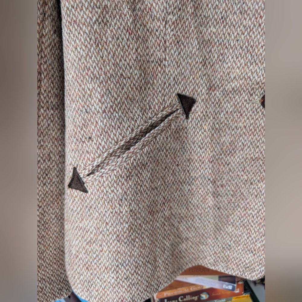 Vintage Women's Wool Blazer Brown Cream Size 12 - 14 Light Academia Preppy Twee - Picture 2 of 11